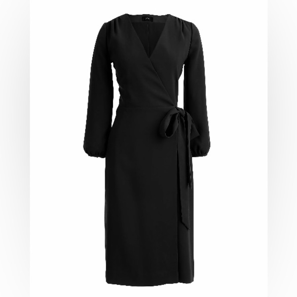 J crew Wrap dress in 365 crepe NWT Black Size 2
